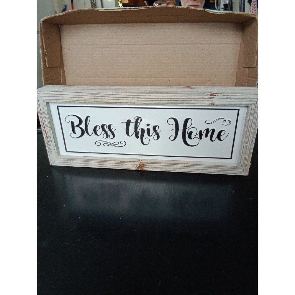 Bless this Home Sign Wood & Metal Wall Hanging or Standing